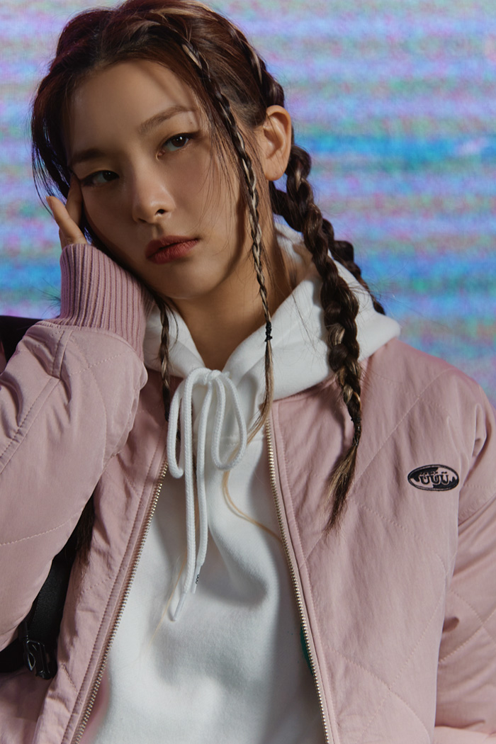 UUU OVAL LOGO QUILTED BOMBER JACKET[PINK]